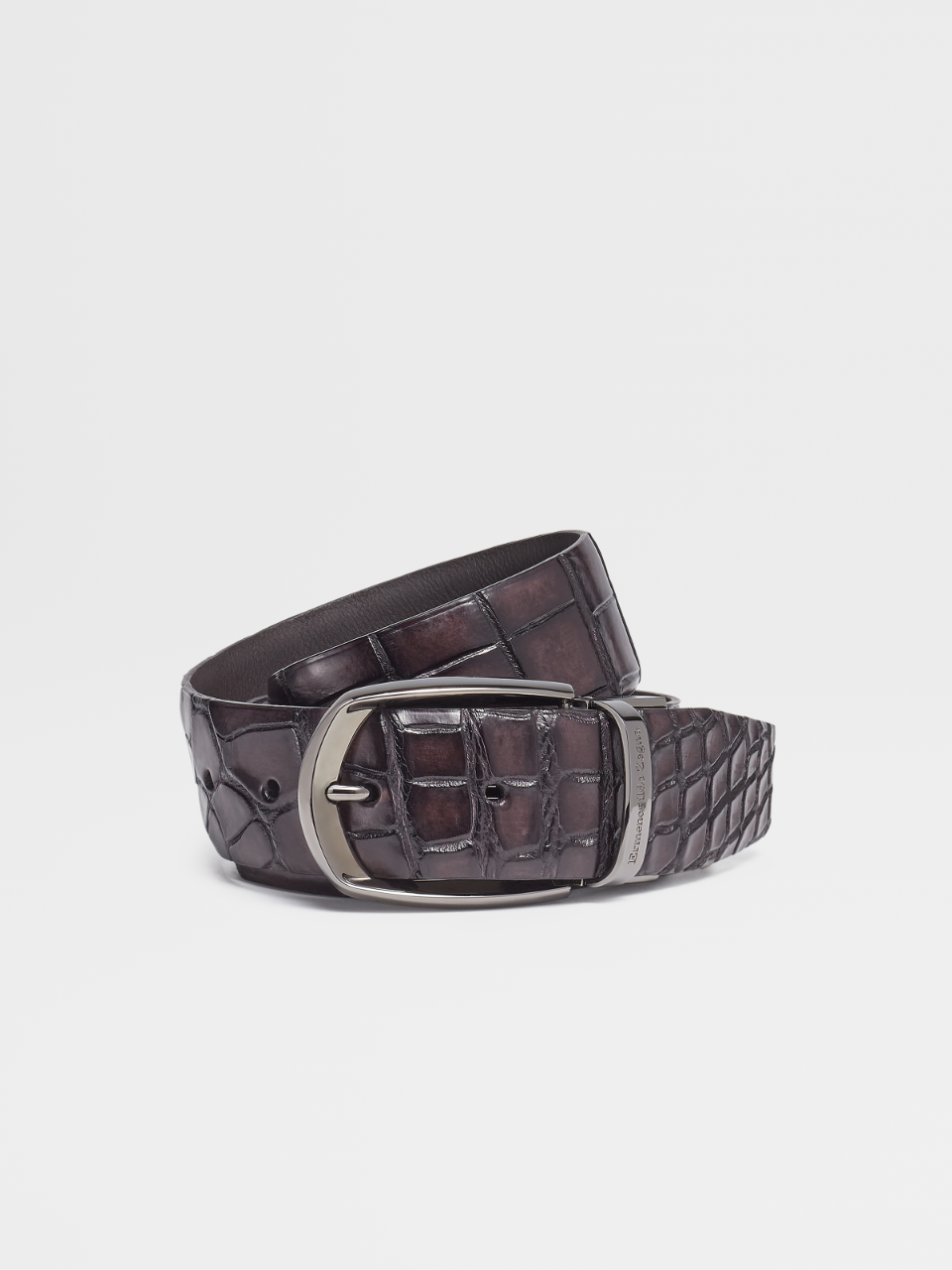 Dark Brown Alligator and Smooth Leather Belt